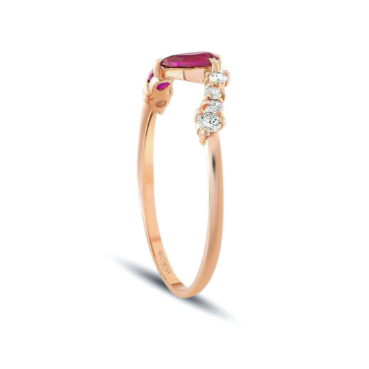 0.46 Karat Pırlanta Damla Yakut Yüzük Capar Diamond