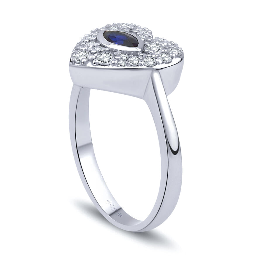 0.70 Karat Pırlanta Kalp Safir Yüzük Capar Diamond