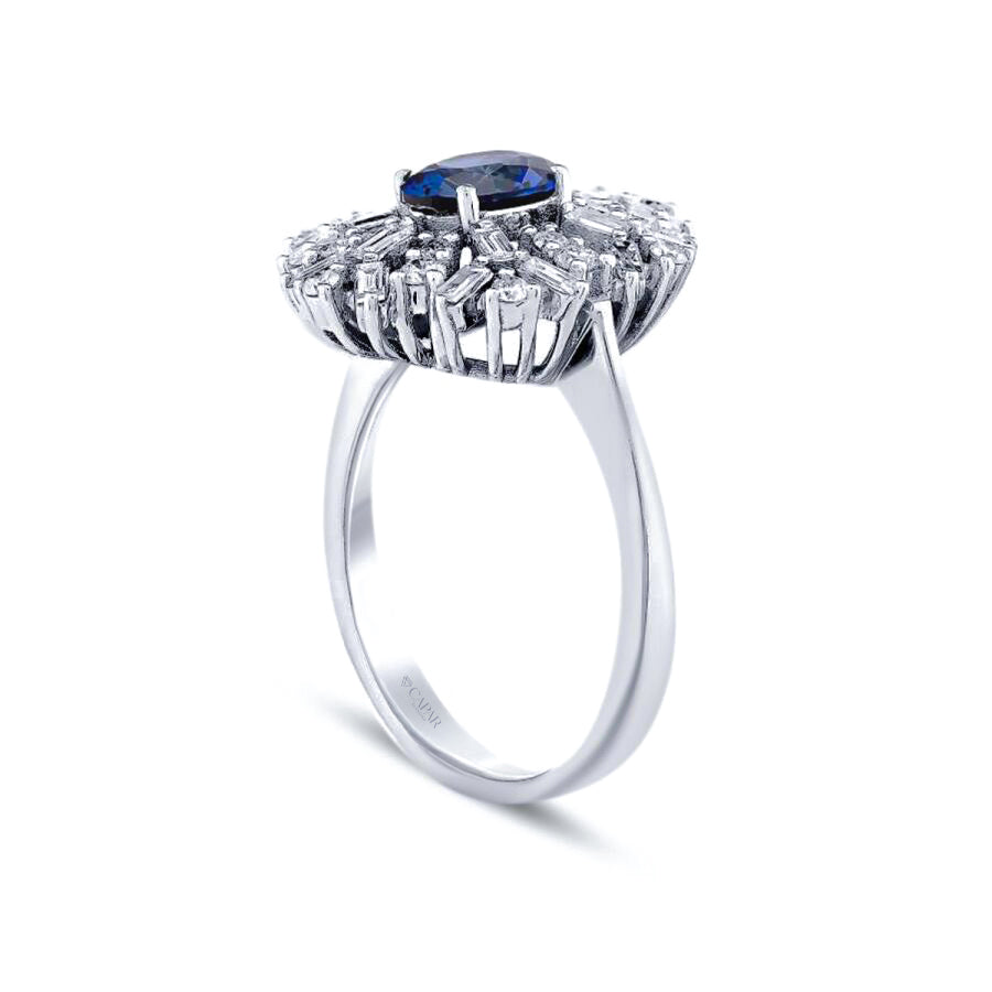 1.80 Karat Pırlanta Safir Yüzük Capar Diamond