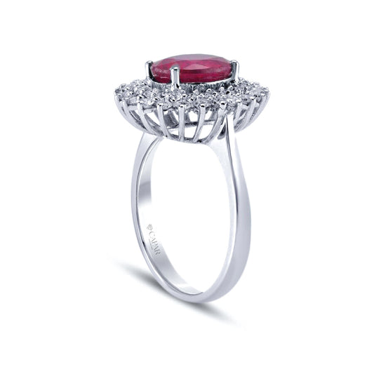1.24 Karat Pırlanta Oval Yakut Yüzük Capar Diamond