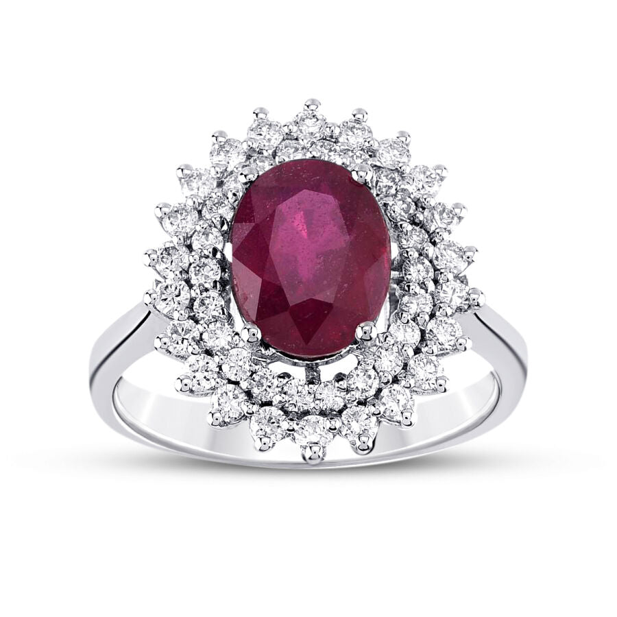 1.24 Karat Pırlanta Oval Yakut Yüzük Capar Diamond