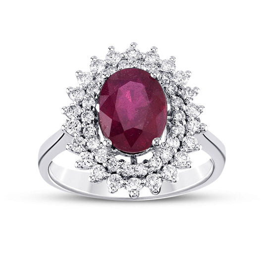 1.24 Karat Pırlanta Oval Yakut Yüzük Capar Diamond