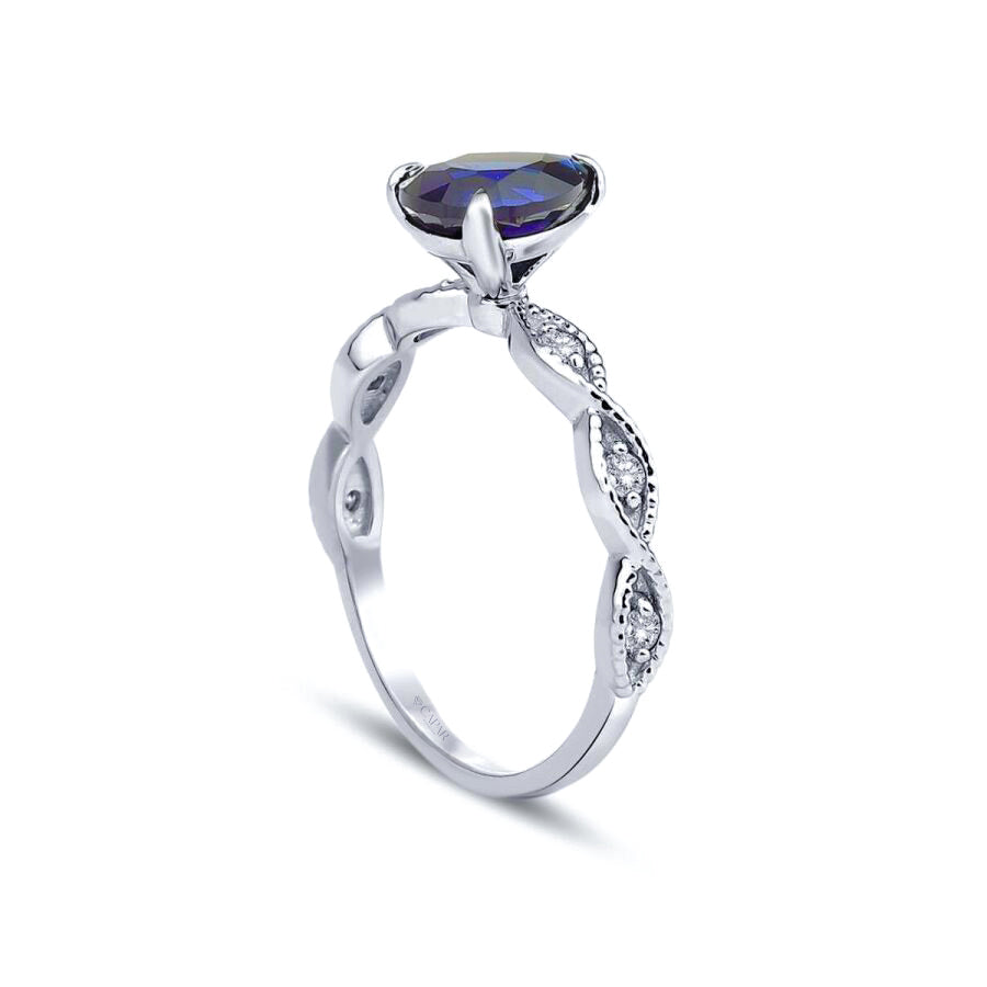1.45 Karat Pırlanta Damla Safir Yüzük Capar Diamond