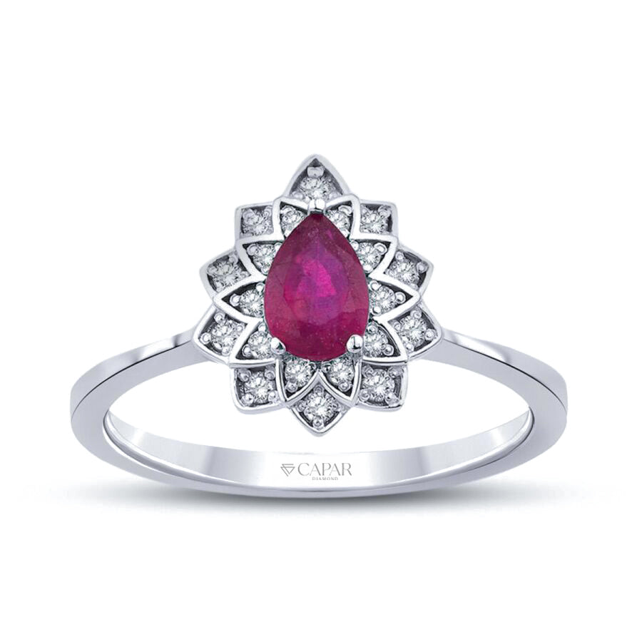 0.70 Karat Pırlanta Yakut Yüzük Capar Diamond