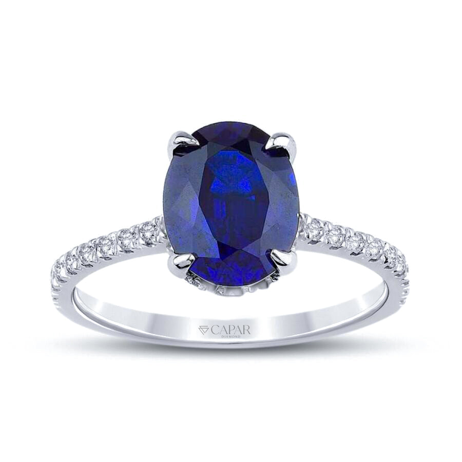 1.45 Karat Pırlanta Damla Safir Yüzük Capar Diamond
