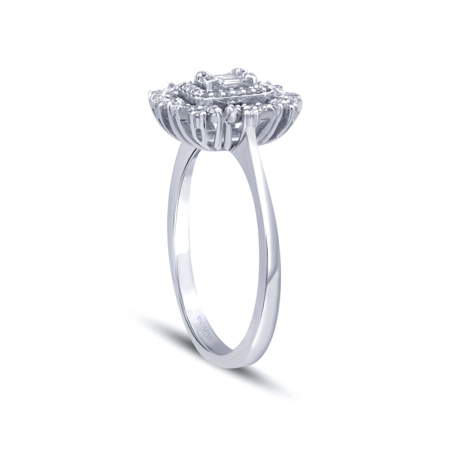 0.10 Karat Pırlanta Baget Kalp Yüzük Capar Diamond