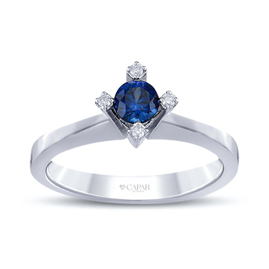 0.54 Karat Pırlanta Tektaş Safir Yüzük Capar Diamond