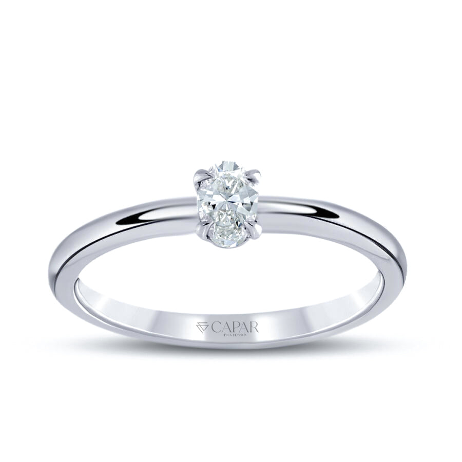 0.10 Karat Pırlanta Oval Tektaş Yüzük Capar Diamond