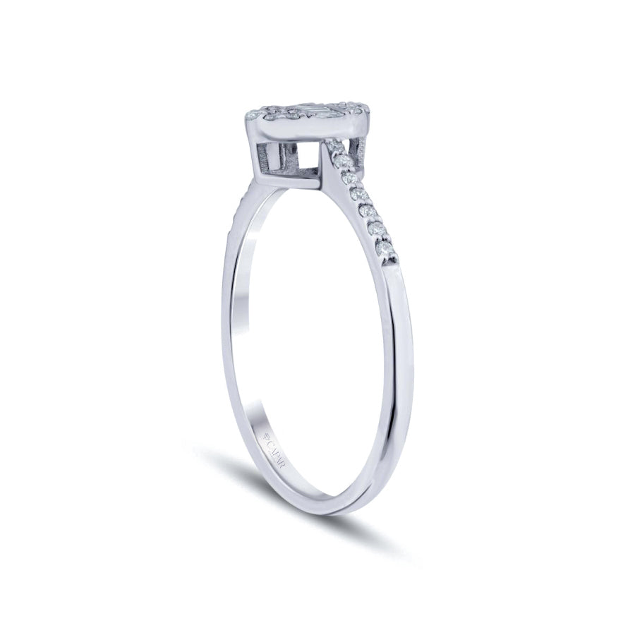 0.19 Karat Pırlanta Oval Baget Yüzük Capar Diamond