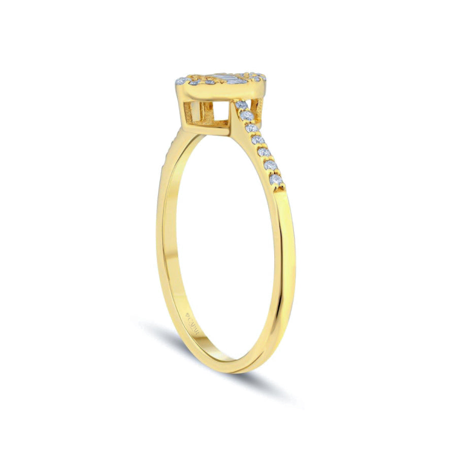 0.19 Karat Pırlanta Oval Baget Yüzük Capar Diamond