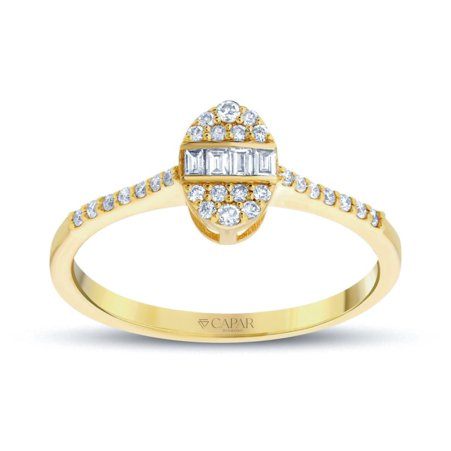 0.19 Karat Pırlanta Oval Baget Yüzük Capar Diamond