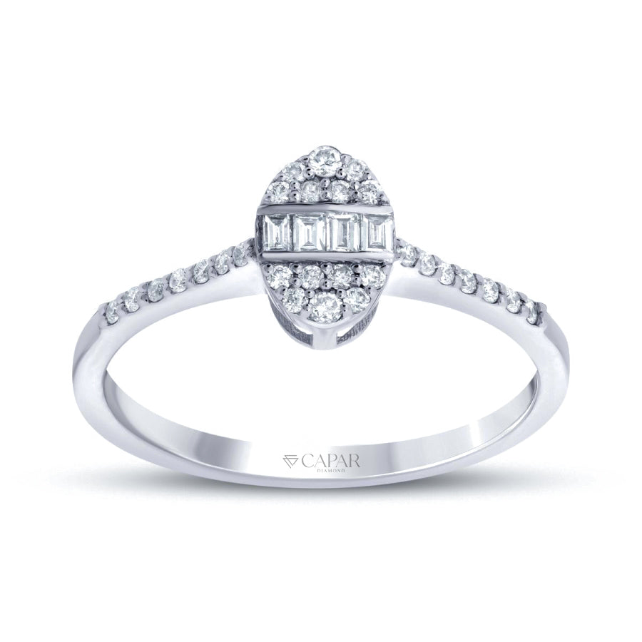 0.19 Karat Pırlanta Oval Baget Yüzük Capar Diamond