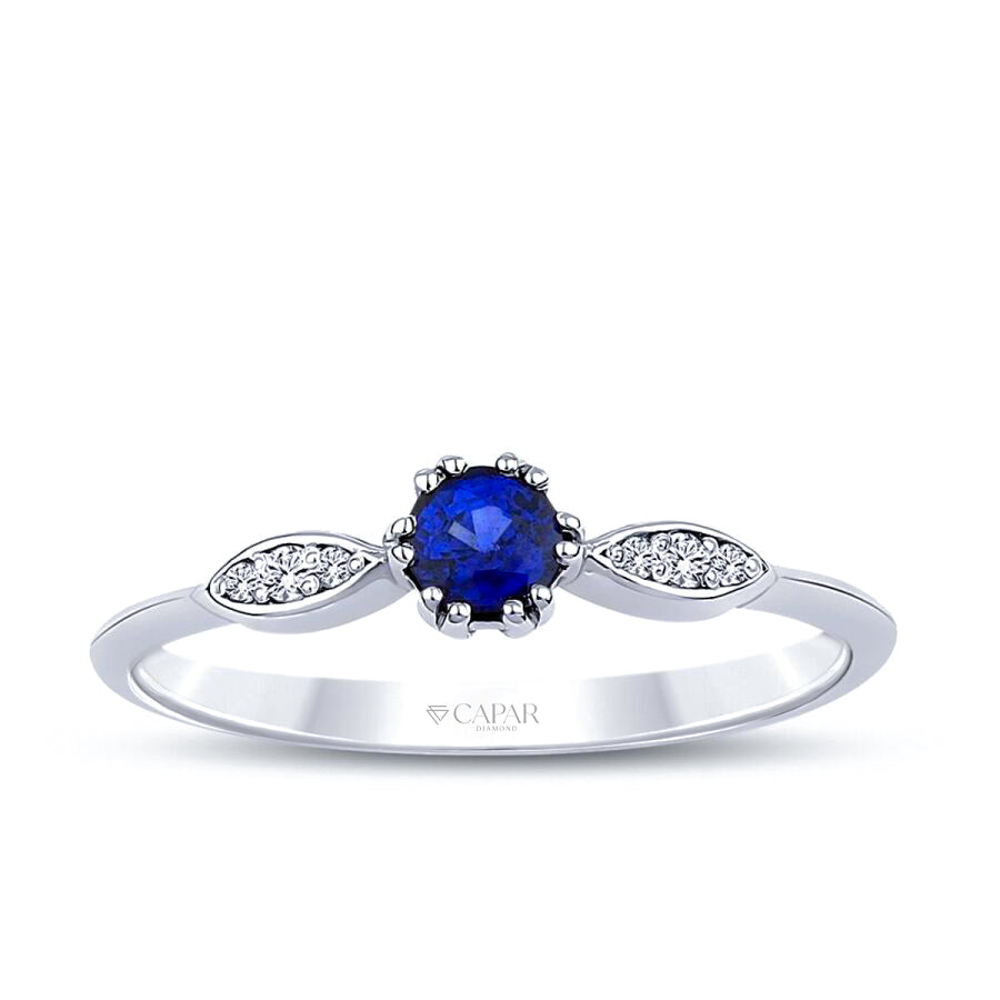 0.35 Karat Pırlanta Safir Yüzük Capar Diamond