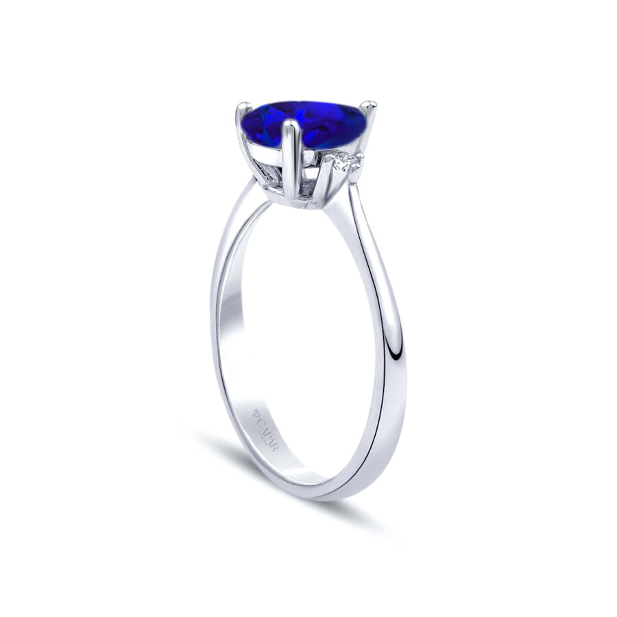 1.34 Karat Pırlanta Damla Safir Yüzük Capar Diamond