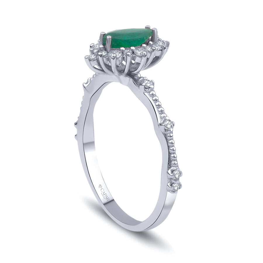 0.60 Karat Pırlanta Zümrüt Yüzük Capar Diamond