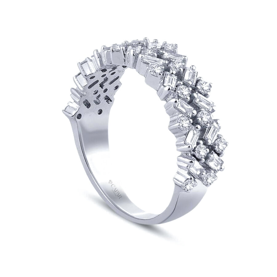 0.80 Karat Pırlanta Baget Yarımtur Yüzük Capar Diamond