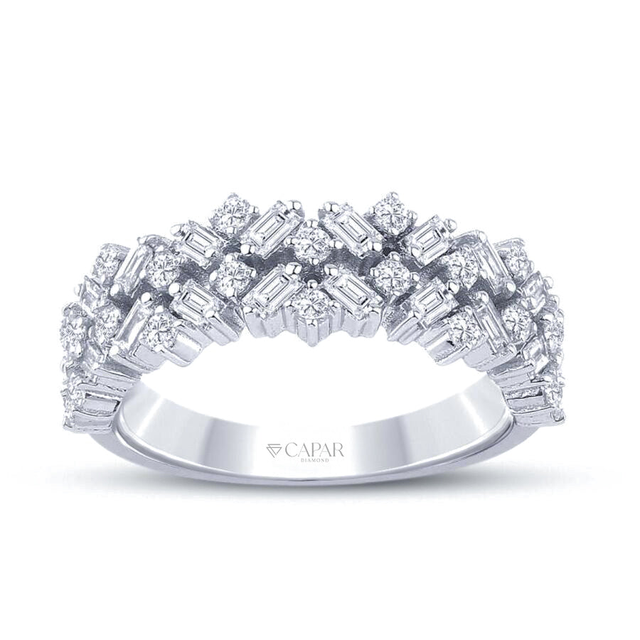 0.80 Karat Pırlanta Baget Yarımtur Yüzük Capar Diamond