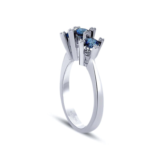 0.85 Karat Pırlanta Safir Tria Yüzük Capar Diamond