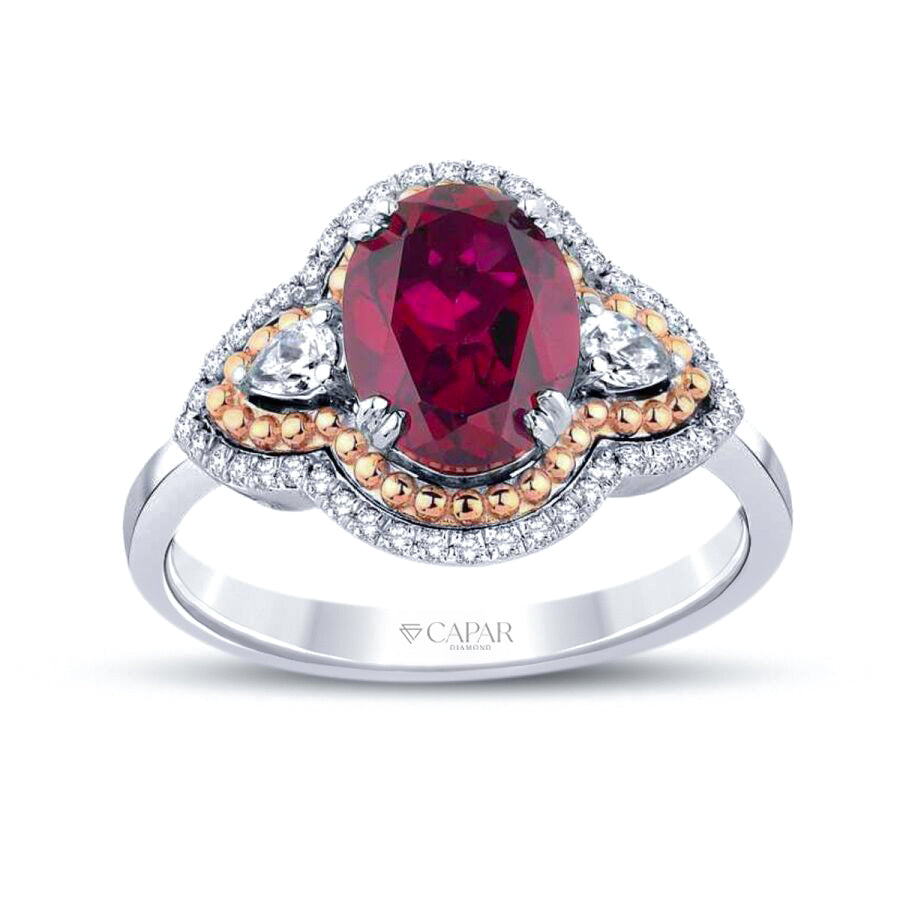 2.46 Karat Pırlanta Oval Yakut Yüzük Capar Diamond