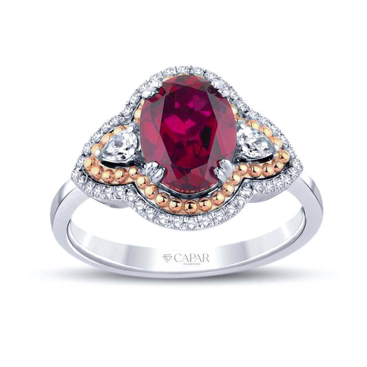 2.46 Karat Pırlanta Oval Yakut Yüzük Capar Diamond