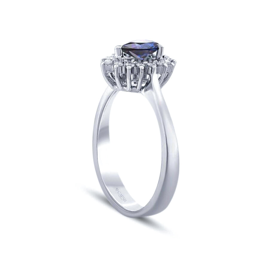 0.64 Karat Pırlanta Damla Safir Yüzük Capar Diamond
