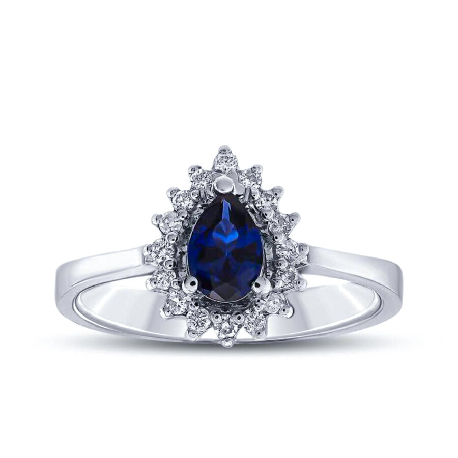 0.64 Karat Pırlanta Damla Safir Yüzük Capar Diamond