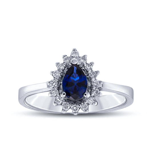 0.64 Karat Pırlanta Damla Safir Yüzük Capar Diamond