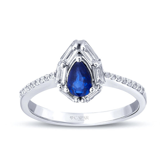 0.66 Karat Pırlanta Safir Yüzük Capar Diamond