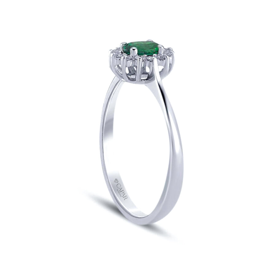 0.35 Karat Pırlanta Zümrüt Yüzük Capar Diamond