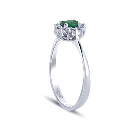 0.35 Karat Pırlanta Zümrüt Yüzük Capar Diamond