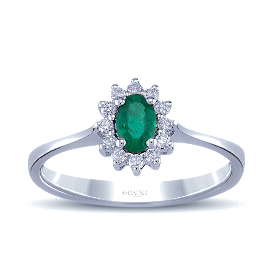 0.35 Karat Pırlanta Zümrüt Yüzük Capar Diamond