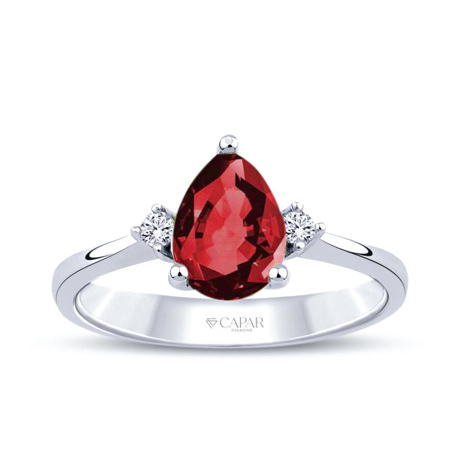 1.33 Karat Pırlanta Damla Yakut Yüzük Capar Diamond