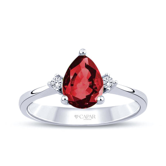 1.33 Karat Pırlanta Damla Yakut Yüzük Capar Diamond