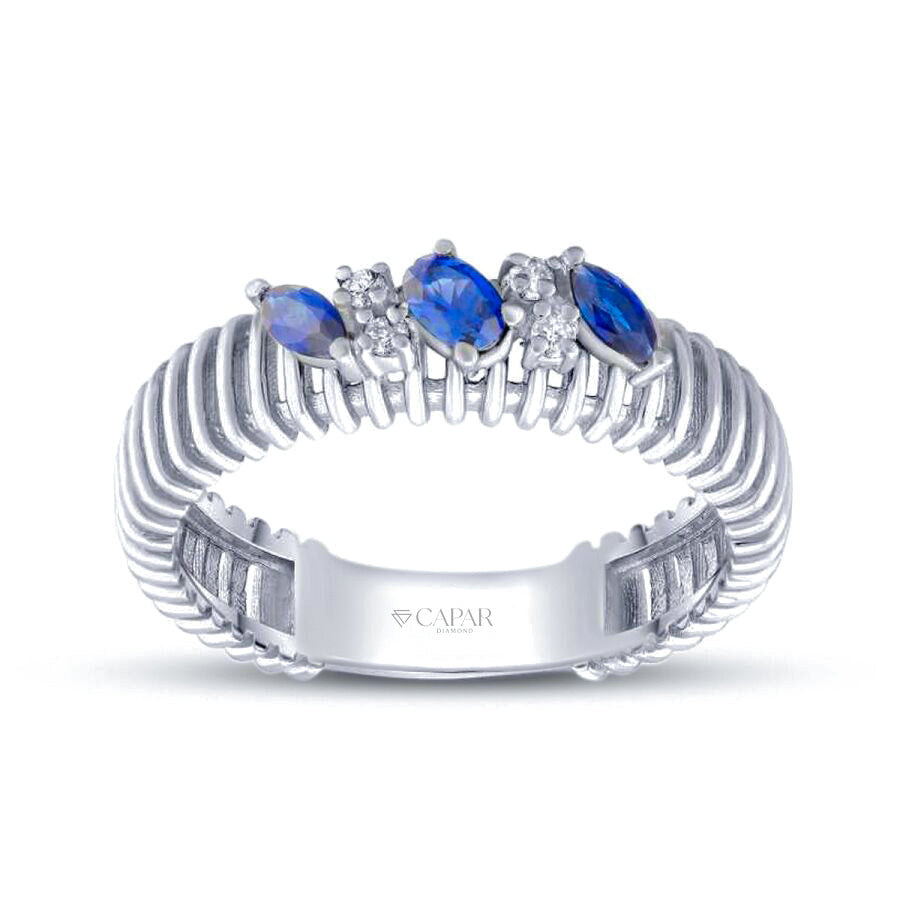0.33 Karat Pırlanta Safir Yüzük Capar Diamond