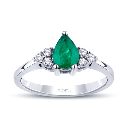 0.75 Karat Pırlanta Zümrüt Yüzük Capar Diamond