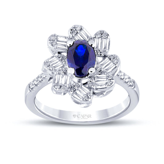 1.51 Karat Pırlanta Safir Yüzük Capar Diamond