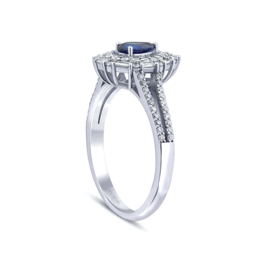 1.30 Karat Pırlanta Damla Safir Yüzük Capar Diamond