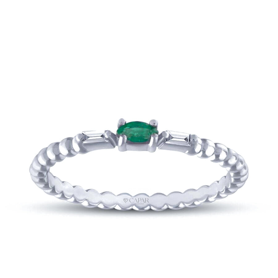 0.13 Karat Pırlanta Zümrüt Yüzük Capar Diamond