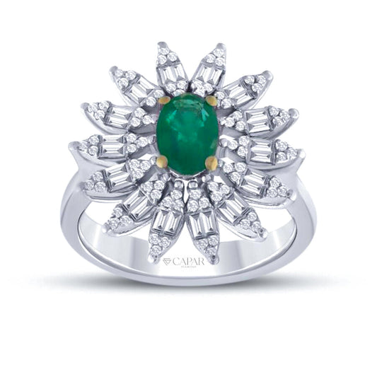 1.25 Karat Pırlanta Zümrüt Yüzük Capar Diamond