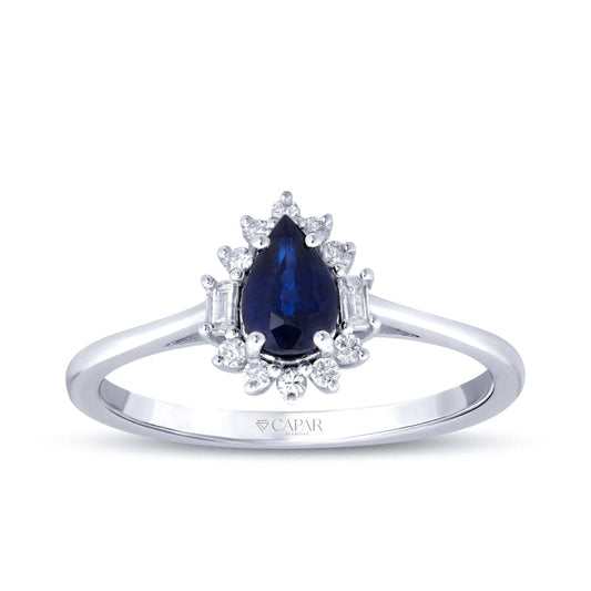 0.59 Karat Pırlanta Safir Yüzük Capar Diamond