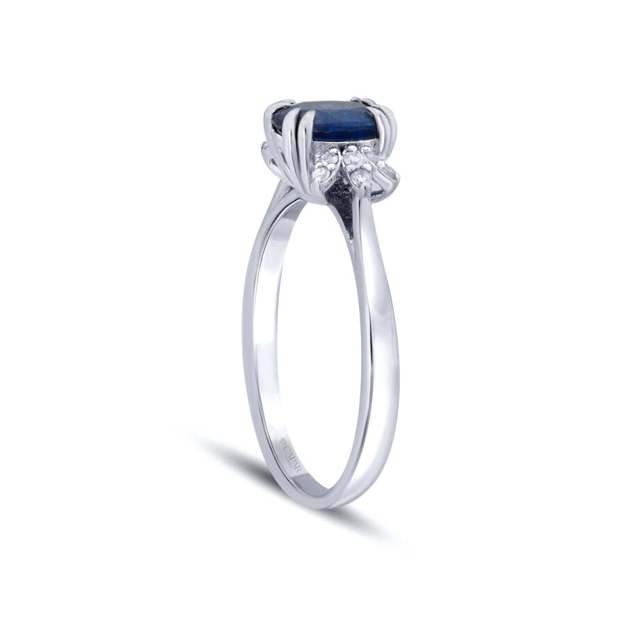 0.98 Karat Pırlanta Lotus Safir Yüzük Capar Diamond