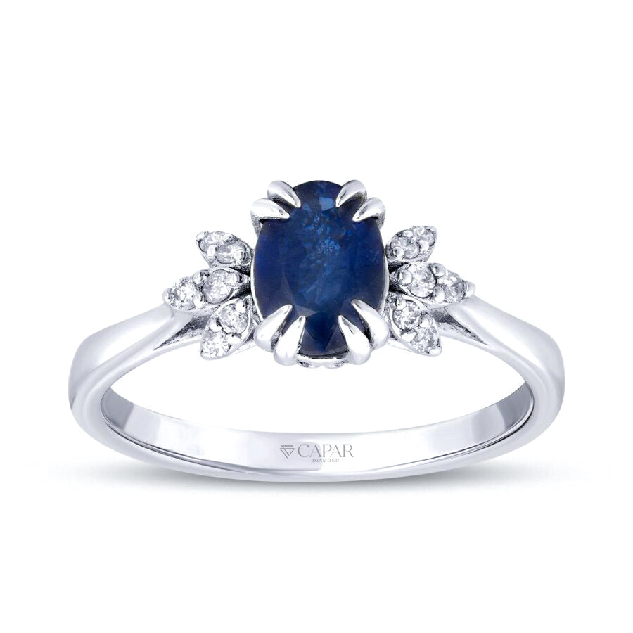 0.98 Karat Pırlanta Lotus Safir Yüzük Capar Diamond