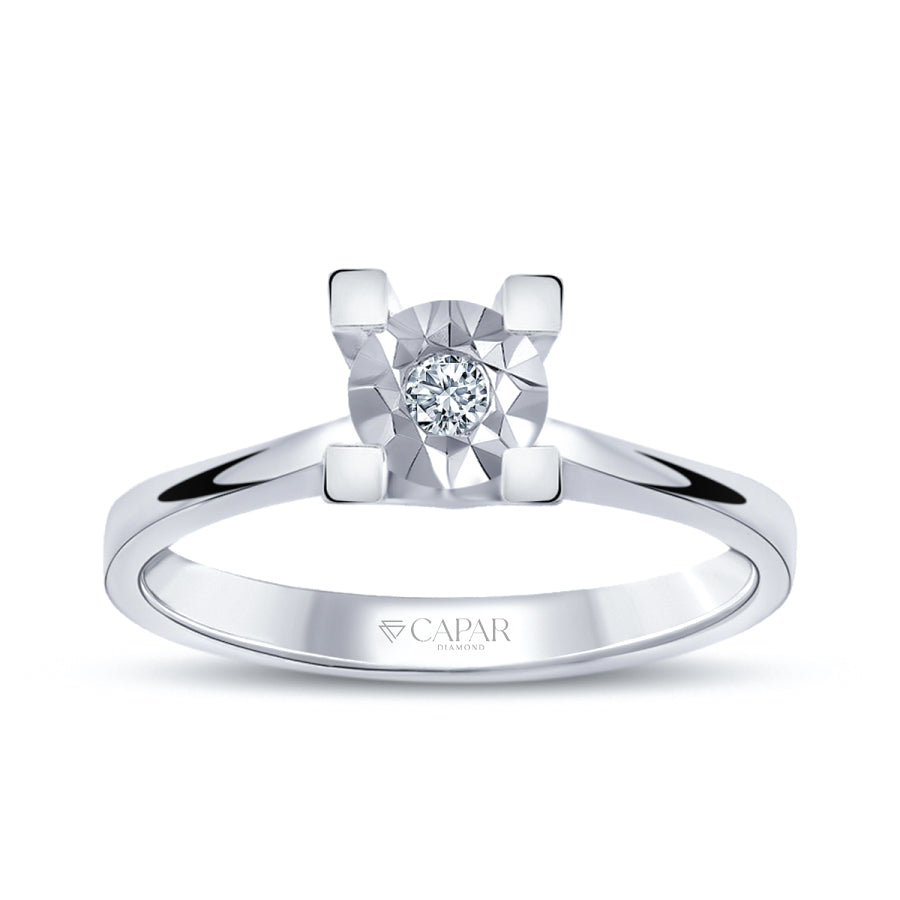 0.04 Karat Pırlanta Efektli Tektaş Yüzük Capar Diamond