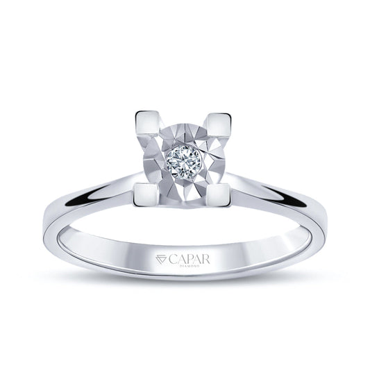 0.04 Karat Pırlanta Efektli Tektaş Yüzük Capar Diamond