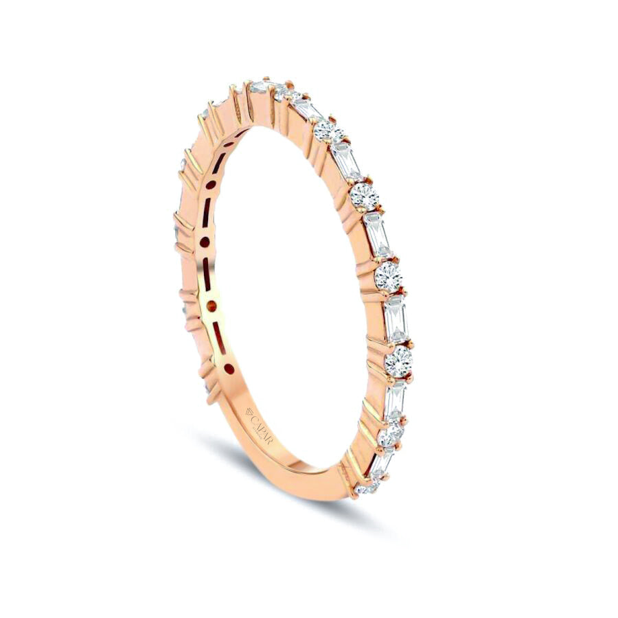 0.38 Karat Pırlanta Baget Yarımtur Yüzük Capar Diamond
