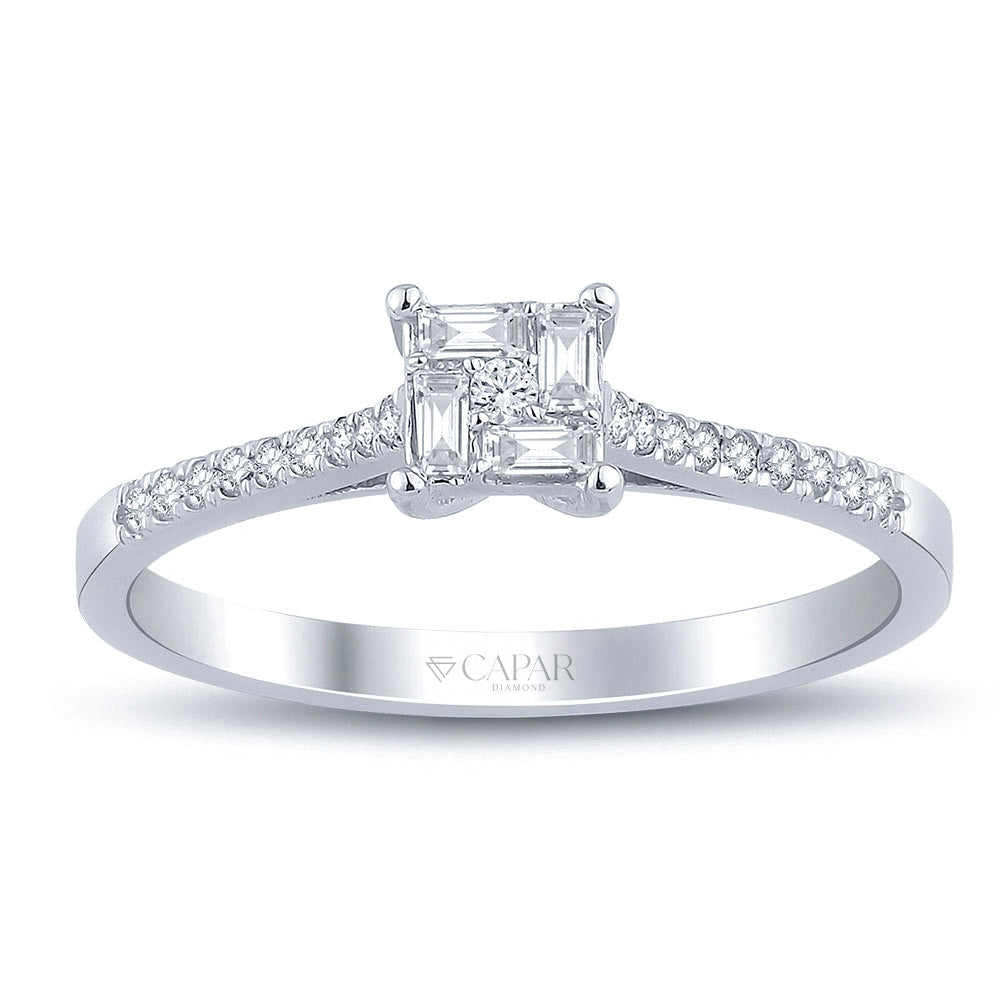 0.20 Karat Pırlanta Kolu Taşlı Baget Yüzük Capar Diamond