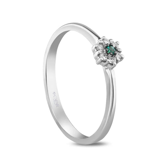 0.08 Karat Zümrüt Taşlı Altıgen Formda Pırlanta Yüzük Capar Diamond