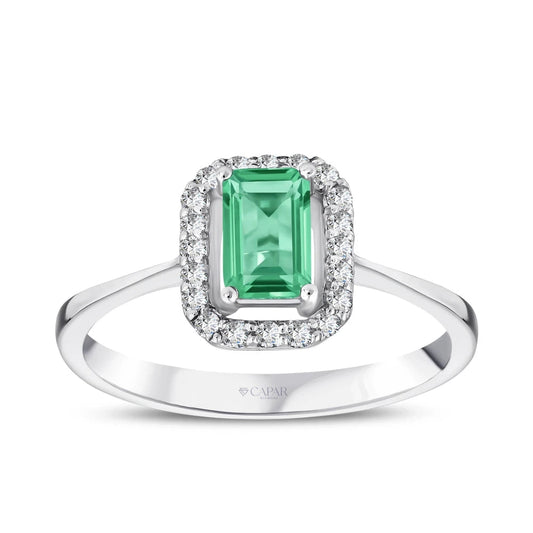 0.73 Karat Pırlanta Anturaj Zümrüt Yüzük Capar Diamond