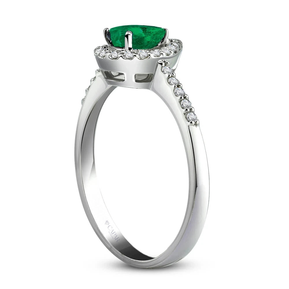 0.59 Karat Pırlanta Damla Kesim Zümrüt Yüzük Capar Diamond