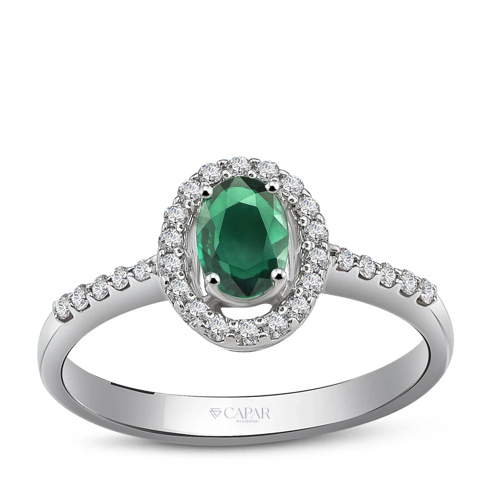 0.68 Karat Oval Kesim Zümrüt Pırlanta Yüzük Capar Diamond